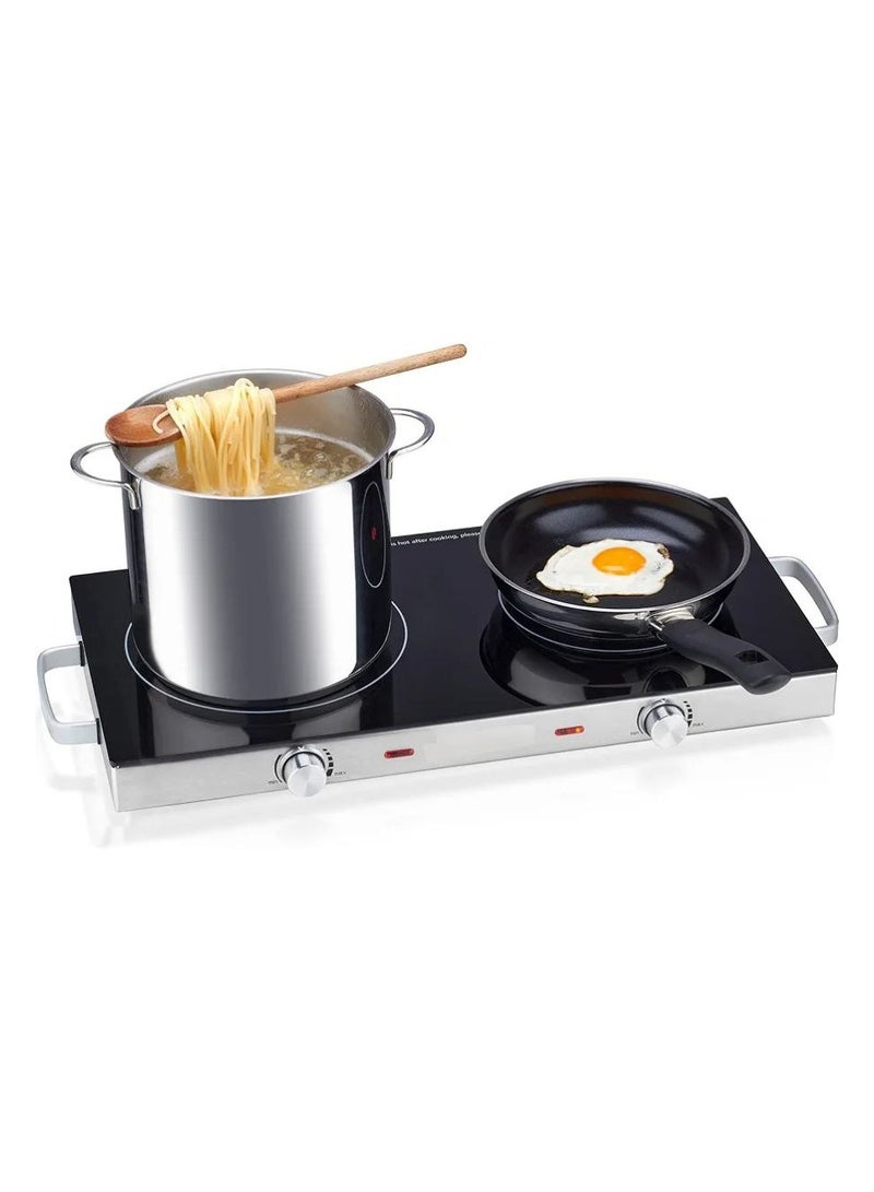 Infrared Hob Glass Ceramic Double Hob with Infrared Heat 2 x Electric Hobs Suitable for All Pots and Pans 2800 W Camping Office Kitchen Outdoor 2 hobs.  - Image 4