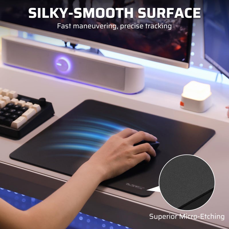 LTC Tempered Glass Gaming Mousepad, Ultra-Smooth Micro-Etched Surface Mouse Pad for Top Control and Speed, Anti-Slip Full Rubber Base, Professional Large Mouse Mat for FPS Gamers, 13X13in - Image 4