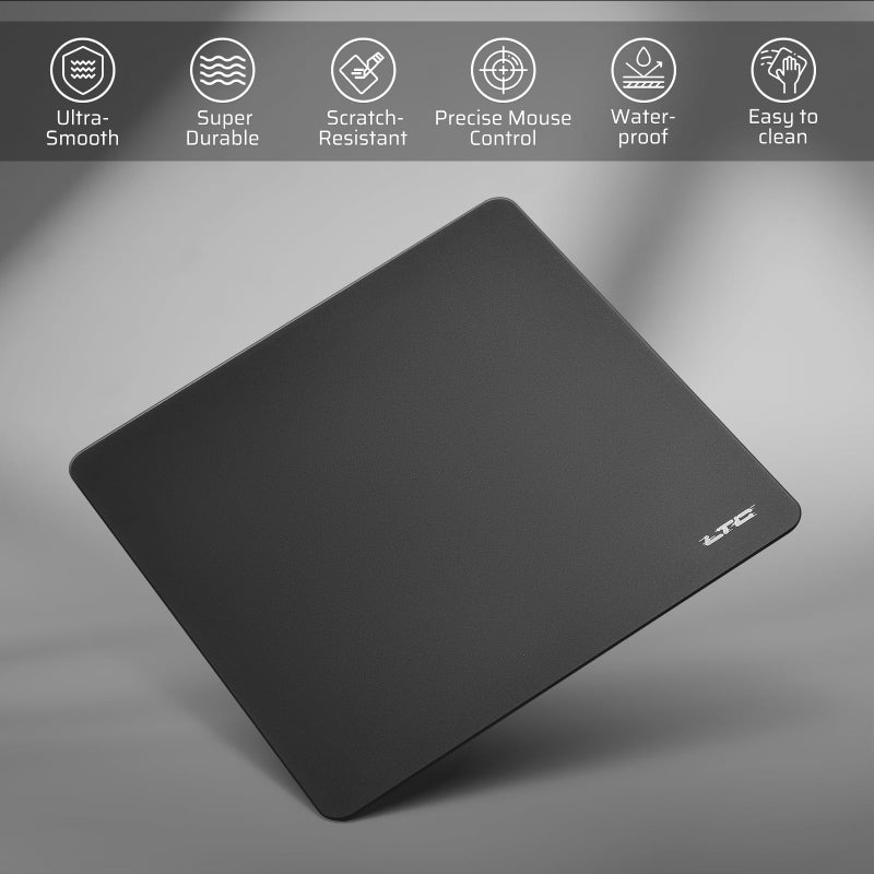 LTC Tempered Glass Gaming Mousepad, Ultra-Smooth Micro-Etched Surface Mouse Pad for Top Control and Speed, Anti-Slip Full Rubber Base, Professional Large Mouse Mat for FPS Gamers, 13X13in - Image 3