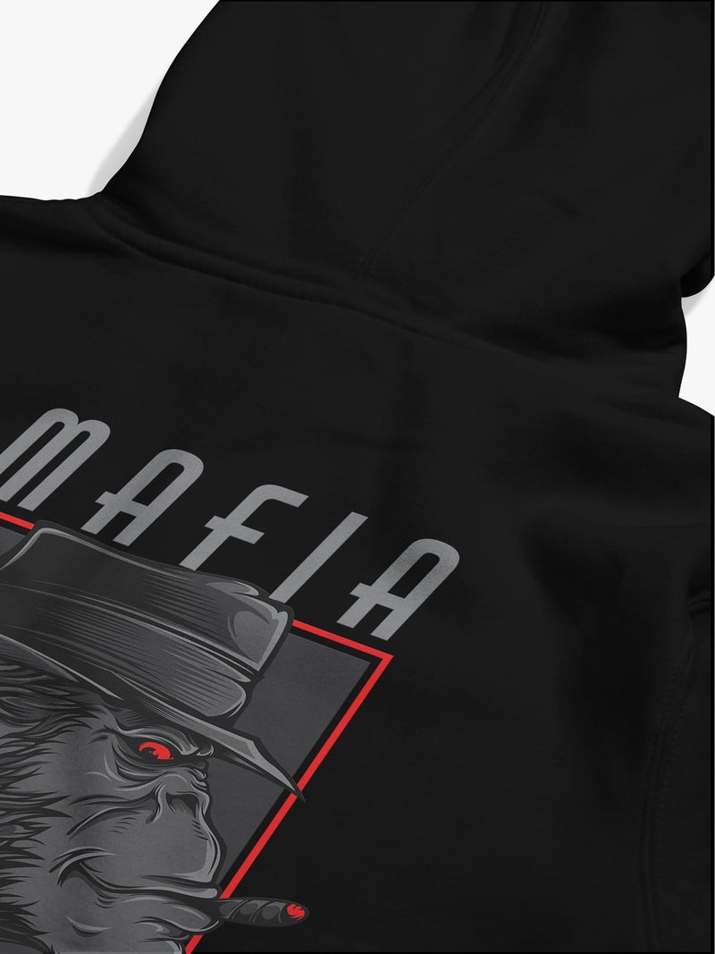 fanideaz Cotton Blend Hooded Regular Fit Mafia Printed Full Sleeve Hoodie For Men, Black_Medium - Image 3