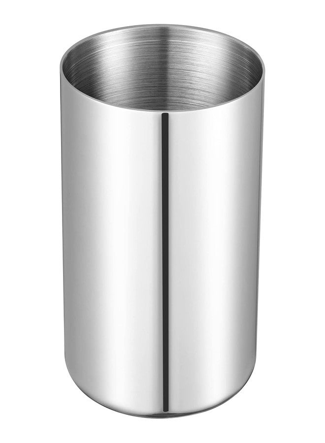 Tofun Silver Pen Holder for Desk, SUS304 Stainless Steel Heavy Duty Pen Holder Stand,Cylinder Pencil Holder,Desktop Stationery Organizer - Image 1
