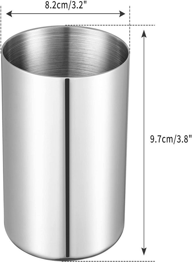Tofun Silver Pen Holder for Desk, SUS304 Stainless Steel Heavy Duty Pen Holder Stand,Cylinder Pencil Holder,Desktop Stationery Organizer - Image 4