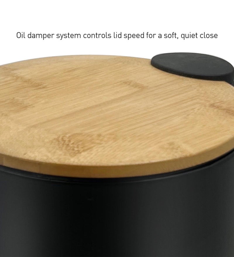 Obsessions 5 Litre Fingerprint Resistant Pedal Dustbin – Compact Round Trash Can with Lid & Liner, Black Matte Finish for Home or Washroom - Image 4