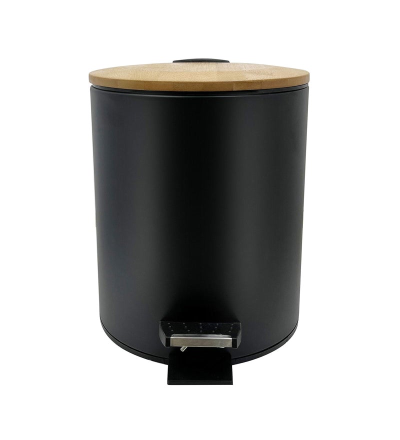 Obsessions 5 Litre Fingerprint Resistant Pedal Dustbin – Compact Round Trash Can with Lid & Liner, Black Matte Finish for Home or Washroom - Image 1