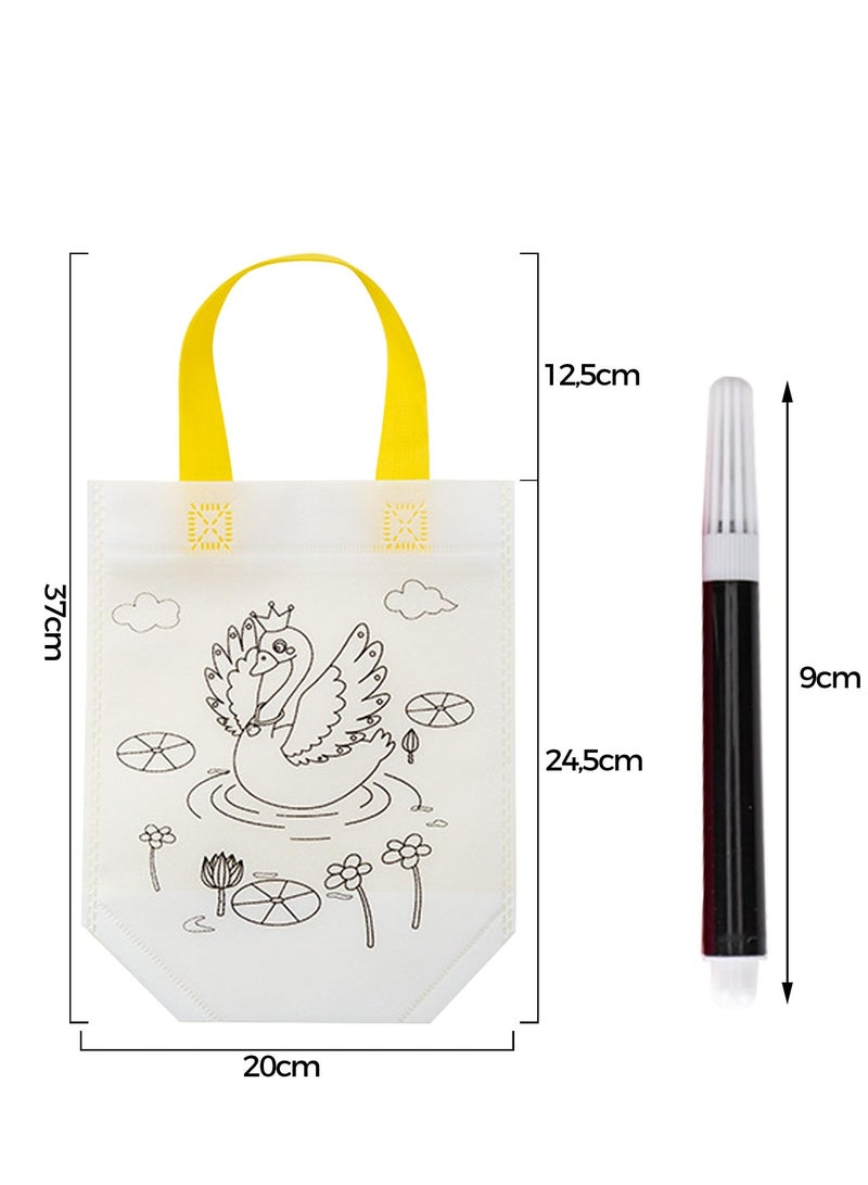 Captaintech 15 Pack Graffiti Bag Non-Woven DIY Kids Party of Fabric for Painting, Activity for Children's Birthday Crafts Schools, Tote Eco Pattern Coloring Self Paint Arts Filling Gifts - Image 4