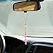 AMZAUTO Crystal Cross Car Mirror Hanger Stone Cross for Rear View Mirror Car Rearview Hanging Ornament Cute Rose Quartz Crystal Pendants Decorations Accessories for Women Pink - Image 2