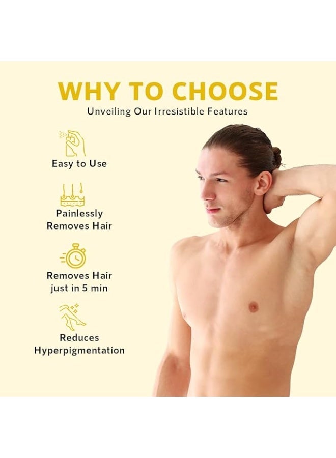 Orgatre Veta Hair Removal Foam Wash For Men & Women | Painless Body Hair Removal Spray For Chest, Back, Legs & Under Arms| Hair Removal Cream Spray - 200 Gm - Image 3