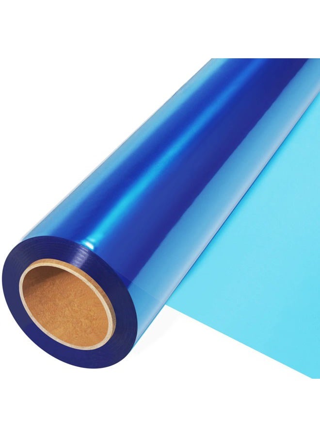 JOYIT Blue Cellophane Wrap Roll (100' Ft. Long X 17.5” Wide) - 2.5 Mil Thick Transparent Blue Gift Wrap, Perfect for Occasions - Image 1