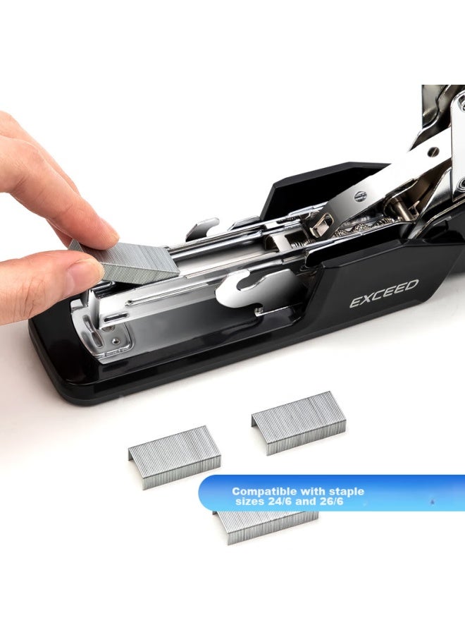 ديلي Deli Low-force Stapler/binders/binders, One-on Press, Compatible With 12# Staples, Black 0477 - Image 2