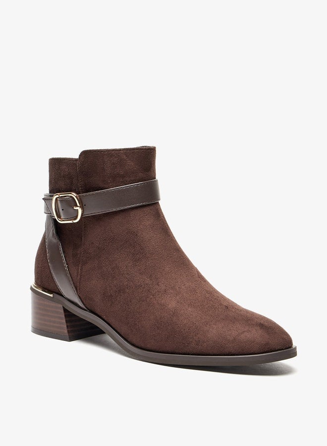 Celeste Women's Solid Slip On Ankle Boots with Zip Closure  - Image 1