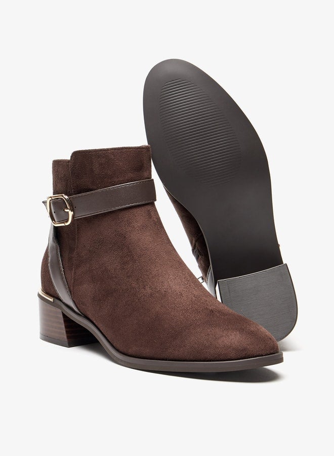 Celeste Women's Solid Slip On Ankle Boots with Zip Closure  - Image 4