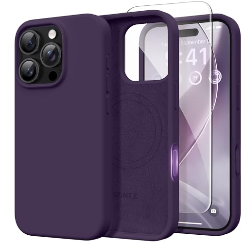 GONEZ Magnetic for iPhone 16 Pro Max Case, [Compatible with MagSafe] Anti-Scratch Microfiber Lining & Screen Protector, Silicone Camera Control, Shockproof Slim Phone Cover 6.9 inch, Deep Purple - Image 1