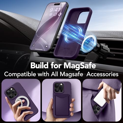 GONEZ Magnetic for iPhone 16 Pro Max Case, [Compatible with MagSafe] Anti-Scratch Microfiber Lining & Screen Protector, Silicone Camera Control, Shockproof Slim Phone Cover 6.9 inch, Deep Purple - Image 3