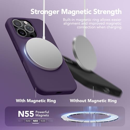 GONEZ Magnetic for iPhone 16 Pro Max Case, [Compatible with MagSafe] Anti-Scratch Microfiber Lining & Screen Protector, Silicone Camera Control, Shockproof Slim Phone Cover 6.9 inch, Deep Purple - Image 2