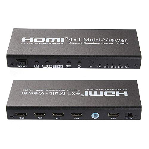 Microware Quad Multi-Viewer 4x1 HDMI Switcher 4 Ports with Seamless Switch Remote - Image 2
