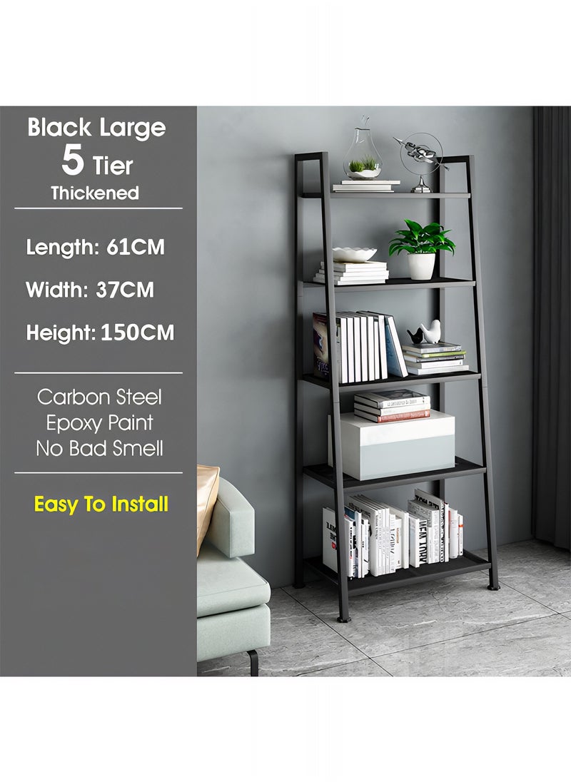 Taimi - 5-Layers Storage Rack Multi-Purpose for Office, Kitchen, Living Room and Bedroom 150x37x61CM - Black - Image 1
