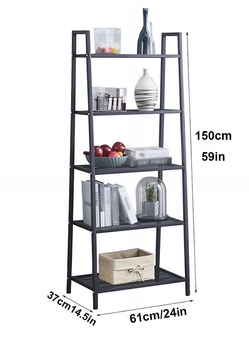Taimi - 5-Layers Storage Rack Multi-Purpose for Office, Kitchen, Living Room and Bedroom 150x37x61CM - Black - Image 1