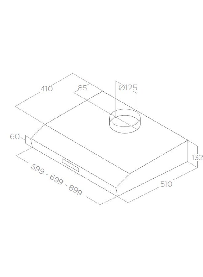 إليكا شفاط KREA المسطح، مثبت على الحائط 90 سم، قوة شفط 450 متر مكعب/ساعة، 3 فلاتر، إضاءة LED، بولندا، أسود KREA LX BL/F/90 - Image 2