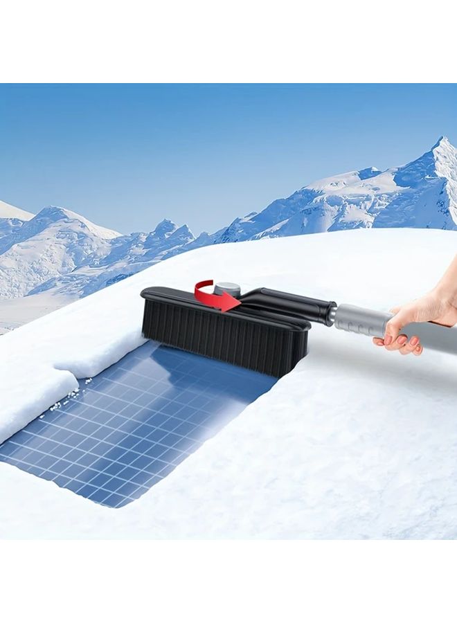 Grey Retractable Aluminum Alloy Car Snow Shovel with Ice Scraper Winter Tool - Image 2