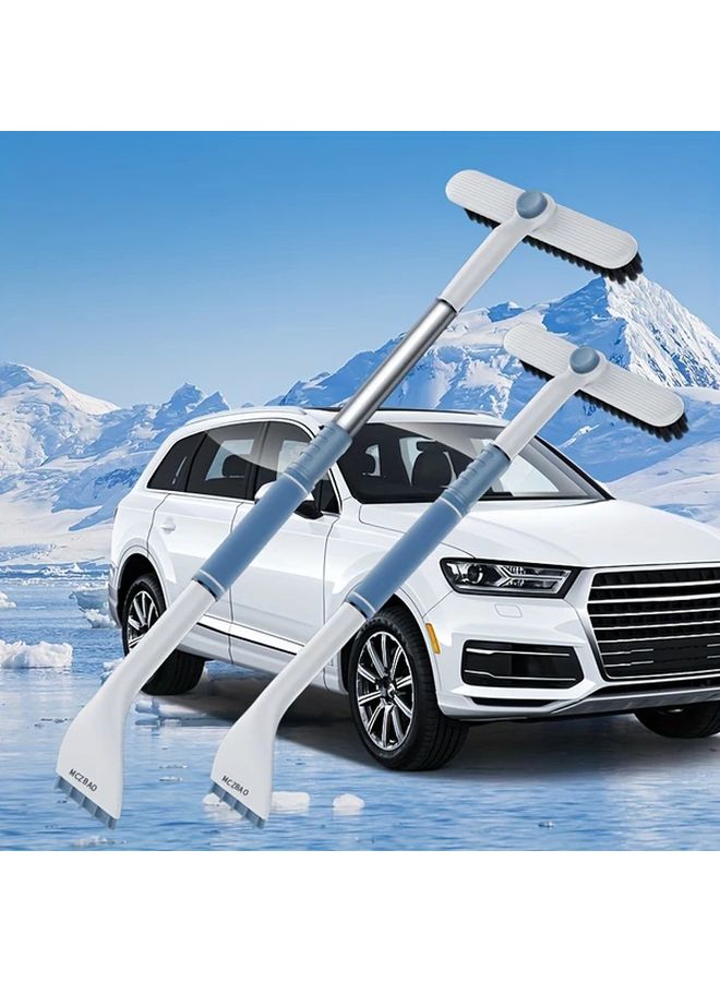 Grey Retractable Aluminum Alloy Car Snow Shovel with Ice Scraper Winter Tool - Image 5