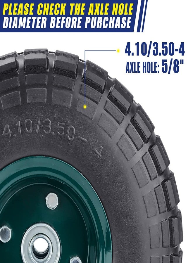 HOXWELL قطعتان من الإطارات الهوائية الصلبة مقاس 10 بوصات، إطارات بدون هواء 4.10/3.50-4 مع محامل مركزية 5/8، لعربة اليد/عربة النقل/عربة الحديقة/عربة اليد/عربة العجلات/جزازة العشب، عبوة من قطعتين - Image 2