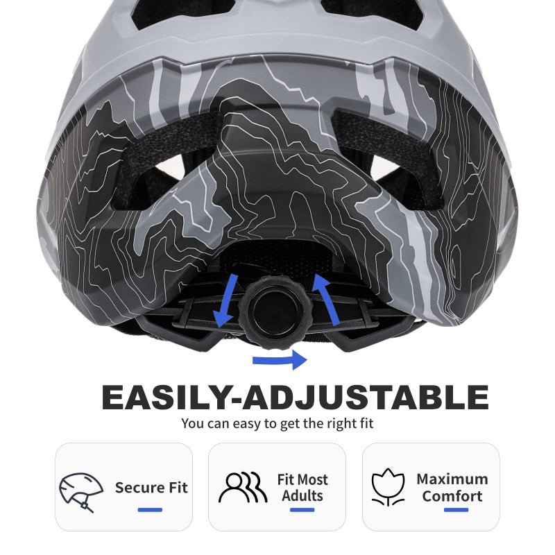 BATFOX Bike Helmet Mountain Bike Helmets for Men Women Adults MTB Bicycle Cycling BMX Bike Helmet(Gray,L(55-59CM)) - Image 3