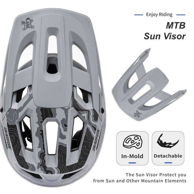 BATFOX Bike Helmet Mountain Bike Helmets for Men Women Adults MTB Bicycle Cycling BMX Bike Helmet(Gray,L(55-59CM)) - Image 5