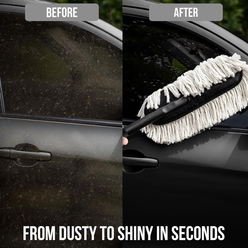 shinexpro Car Duster - Lint-Free & Scratch-Free Car Cleaning Brush with Long Handle - Car Dust Cleaner with Paraffin Wax Coating for 2x Better Cleaning Performance - Car Cleaning Brush - Image 3