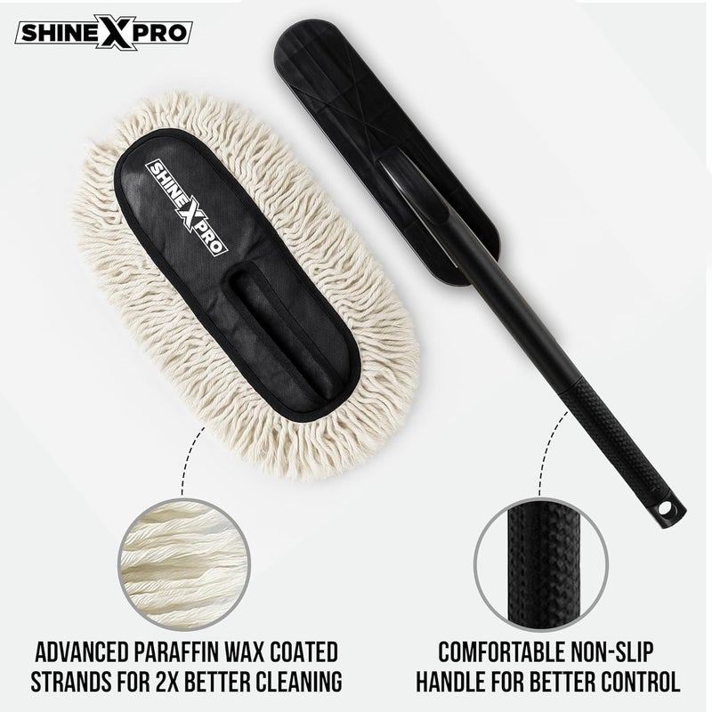 shinexpro Car Duster - Lint-Free & Scratch-Free Car Cleaning Brush with Long Handle - Car Dust Cleaner with Paraffin Wax Coating for 2x Better Cleaning Performance - Car Cleaning Brush - Image 5