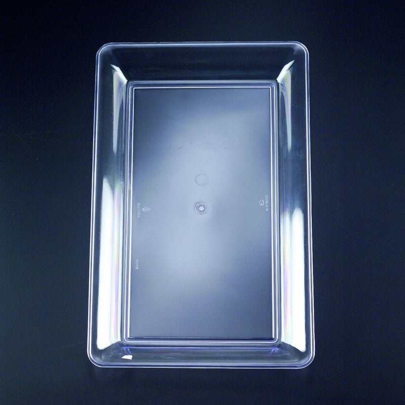 4 Rectangle Clear Plastic Serving Trays  Heavy Duty 12 x 18 Platters for Food Decorative Wedding Party  Great Disposable