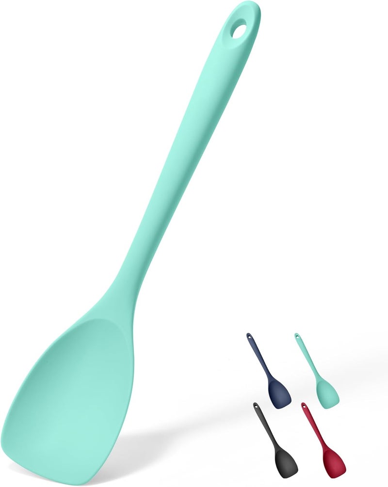 Doosu Low wear optimized build Silicone Spoon Spatula, 600ºF Heat-Resistant Food Grade Rubber Spoonula with Seamless Design, Non-Stick Flexible Scraper Kitchen Cooking Spoon Baking Tool for Mixing, Scraping (Aqua Sky) Pre-stock well-packed goods - Image 1