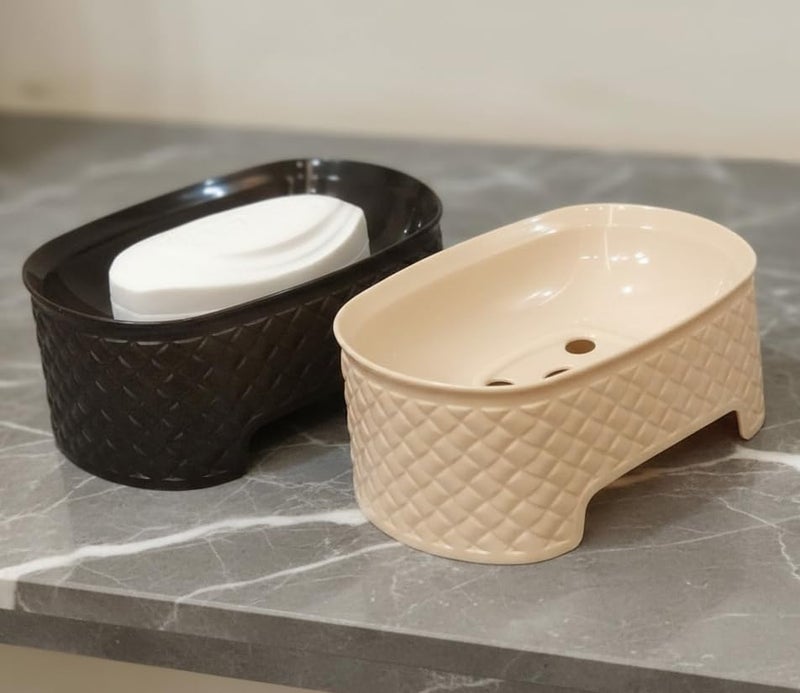 c s m CSM Soap Holder Stand Self Draining Soap Dish Holder Soap Box for Shower for Bathroom, Kitchen, Bathtub, Wash basins (Multicolor, Plastic) - Set of 2 - Image 1
