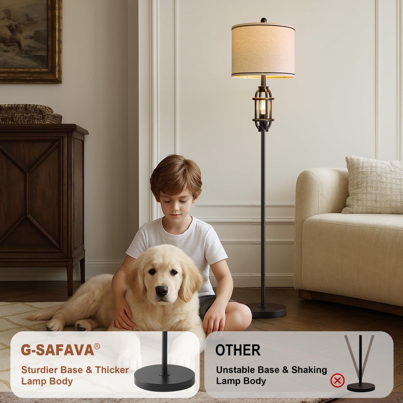 G-SAFAVA 62.5" Floor Lamp for Living Room Industrial Black Standing Tall Lamps for Bedroom Mid Century Modern Corner Floor Lamps for Office Nursery Reading Light Room Lamp, Bulbs Included - Image 4