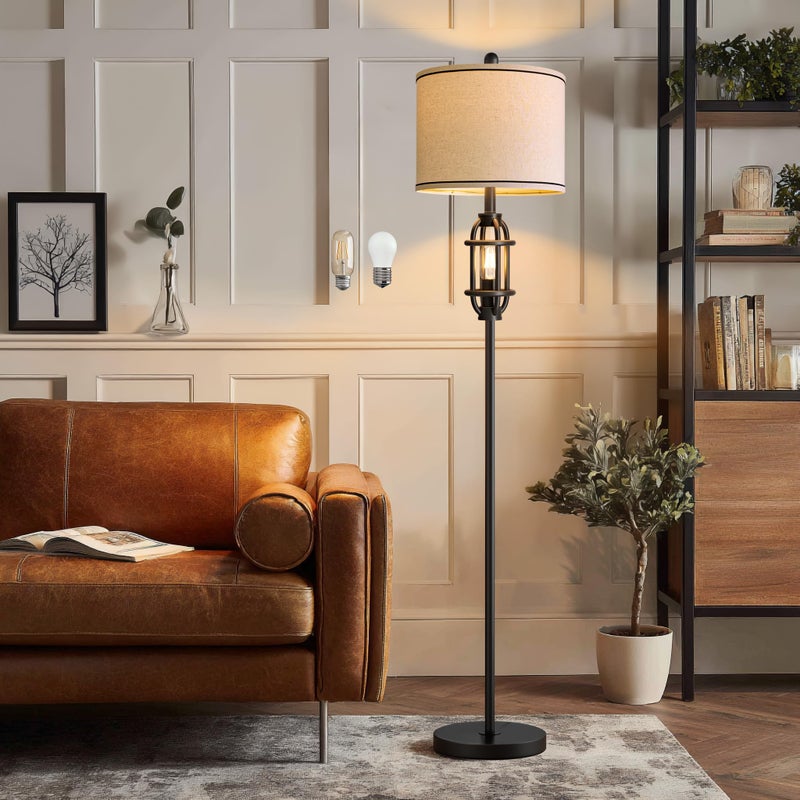G-SAFAVA 62.5" Floor Lamp for Living Room Industrial Black Standing Tall Lamps for Bedroom Mid Century Modern Corner Floor Lamps for Office Nursery Reading Light Room Lamp, Bulbs Included - Image 1
