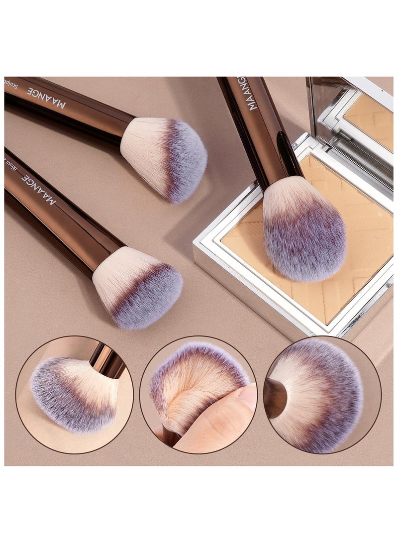 MAANGE 7pcs Makeup Brush Set Double Sided Kabuki Makeup Brushes Contour Brush for Foundation Liquid Powder Concealer Cream Cosmetics Bronzer Blending Blush Buffing Makeup Tools - Image 2