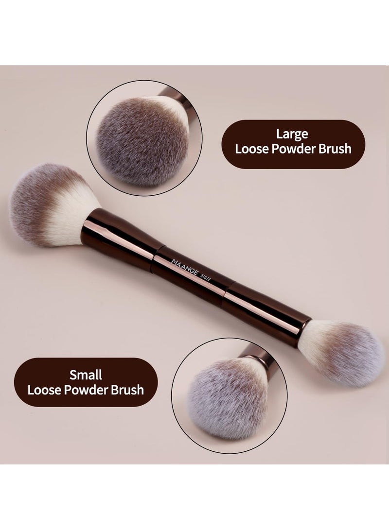MAANGE 7pcs Makeup Brush Set Double Sided Kabuki Makeup Brushes Contour Brush for Foundation Liquid Powder Concealer Cream Cosmetics Bronzer Blending Blush Buffing Makeup Tools - Image 3