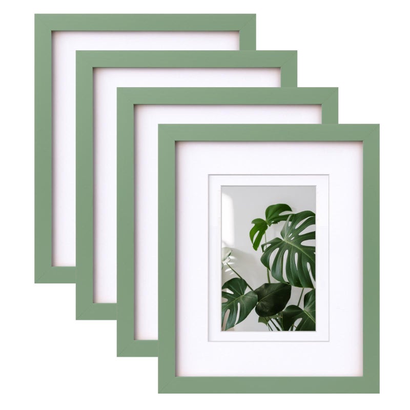 إطار صور EGOFINE 10x8 مجموعة من 4 إطارات صور خشبية صلبة للتثبيت على الطاولة والجدار باللون الأخضر
