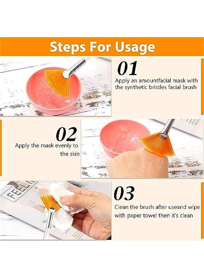 MOXO 16 Pcs Makeup Brush Fan Brushes for Facials Fan Mask Brushes Soft Facial Mask Applicator Brushes for Peel Glycolic Acid Mask - Image 2
