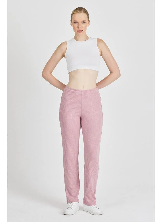 Mmetalic Women's Pink Rose High-Waist Ruched Wide-Leg Daily Thin Jogger Pants Pajama.