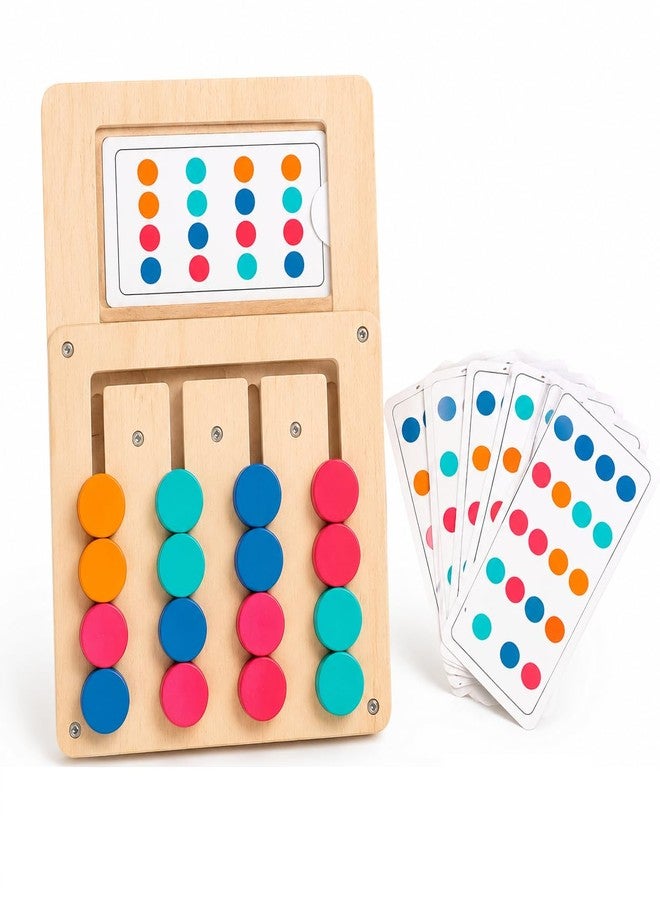 PLUSPOINT Kids Montessori Slide Puzzle - Wooden Color & Pattern Matching Learning Toy for Kids Ages 4-8, Educational Brain Teaser Travel Game for Boys & Girls - Image 1