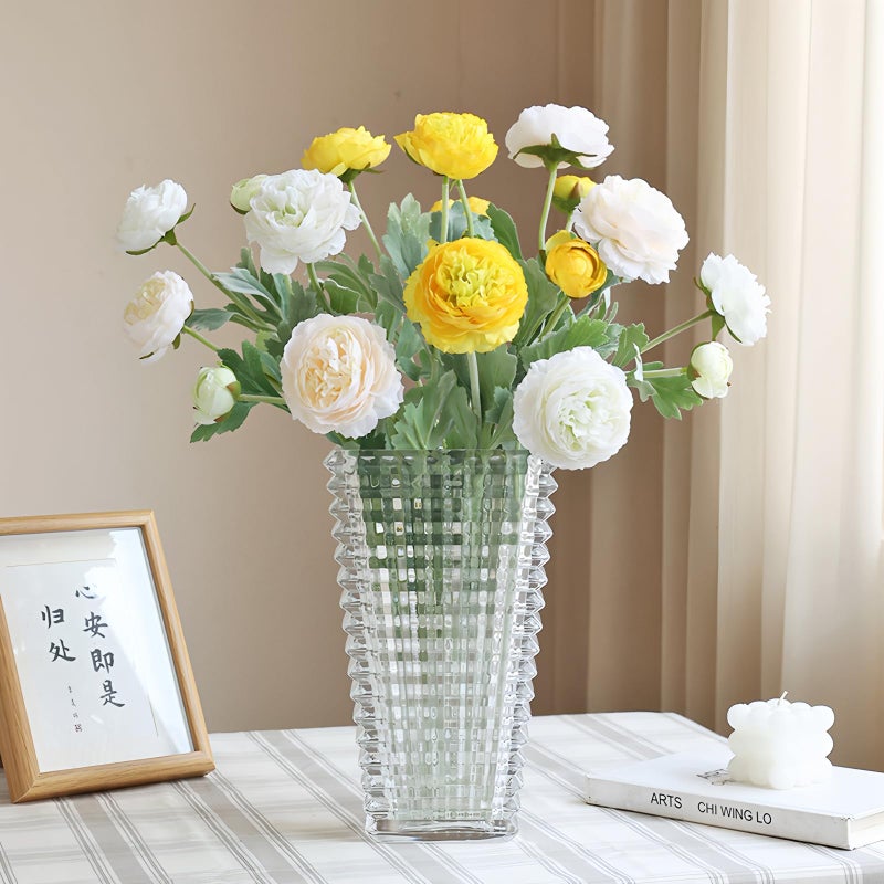 Htmeing 6PCS Artificial Ranunculus Flowers with Real Touch Stem Silk Ranunculus Flowers for Household Arrangement Beige Color - Image 3