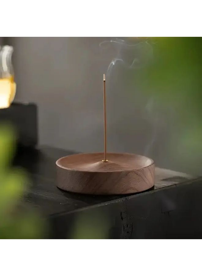 Dark Wood Natural Round Incense Holder for Home Yoga Meditation Travel - Image 5