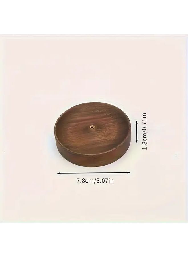 Dark Wood Natural Round Incense Holder for Home Yoga Meditation Travel - Image 3