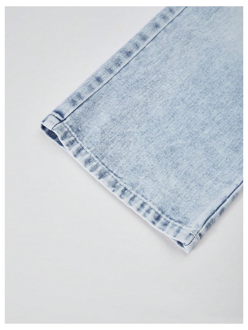 OYOANGLE Girl's 2 Pieces Cute Outfits Y2K Letter Print Top Shirts and Denim Loose Long Pants Jeans Clothes Sets Blue 12 Years - Image 5