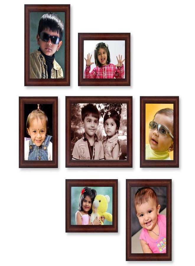 AJANTA ROYAL Set of 7 Individual Photo Frames | Wall Collage Picture Frame Set for Home & Office Décor | 1 (6x8 Inch), 2 (5x7 Inch), 4 (4x6 Inch) | Wooden Finish Multiple Frames : A-40B (Brown) - Image 1