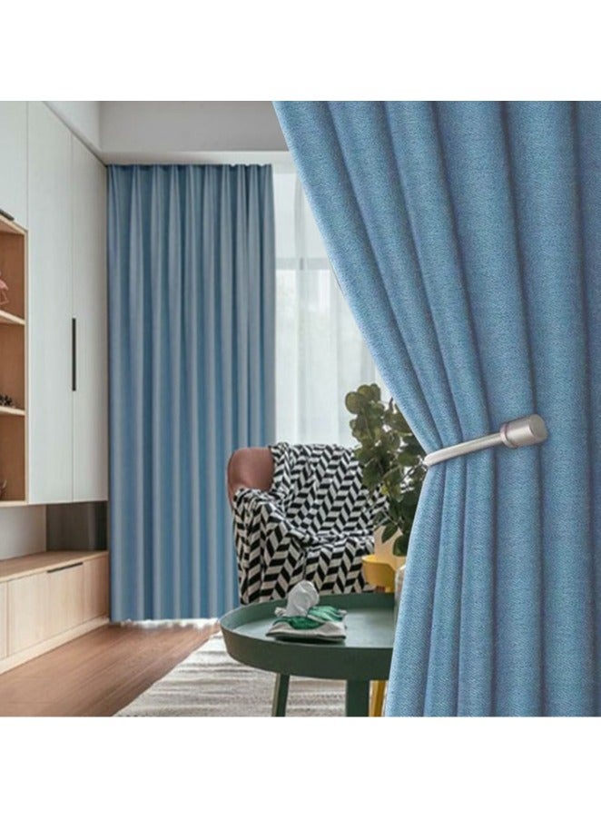 عربست ستائر، ستائر معتمة، ستائر زرقاء من الكشمير لغرفة النوم وغرفة المعيشة والشرفة (2*2.7 م عبوتين) - Image 1