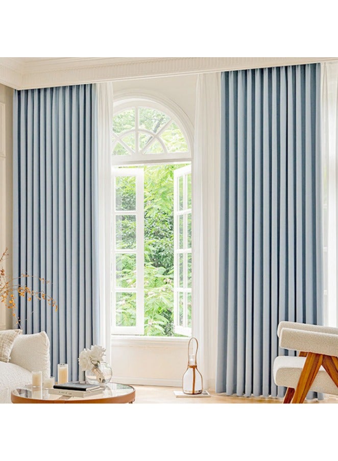 عربست ستائر، ستائر معتمة، ستائر زرقاء من الكشمير لغرفة النوم وغرفة المعيشة والشرفة (2*2.7 م عبوتين) - Image 4