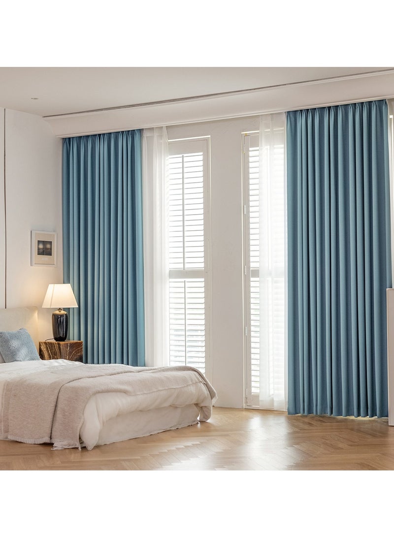 عربست ستائر، ستائر معتمة، ستائر زرقاء من الكشمير لغرفة النوم وغرفة المعيشة والشرفة (2*2.7 م عبوتين) - Image 5