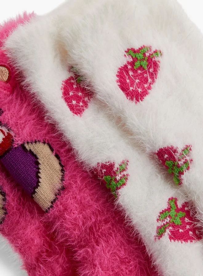 Disney PINK Girls Lotso Print Terry Socks - Set of 2 for Women | Best Price UAE