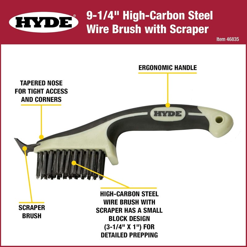 Hyde Tools 46835 Ergo Wire Brush, 3-1/4" - Image 2